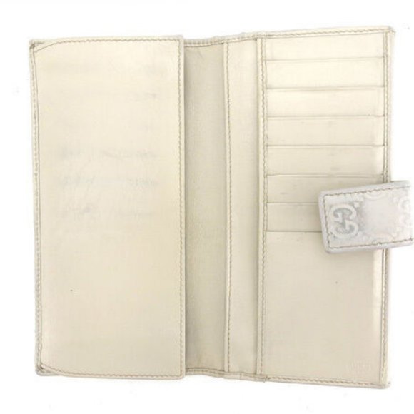 Gucci Wallet Purse Long Wallet Guccissima White Woman Authentic Used - Picture 3 of 6
